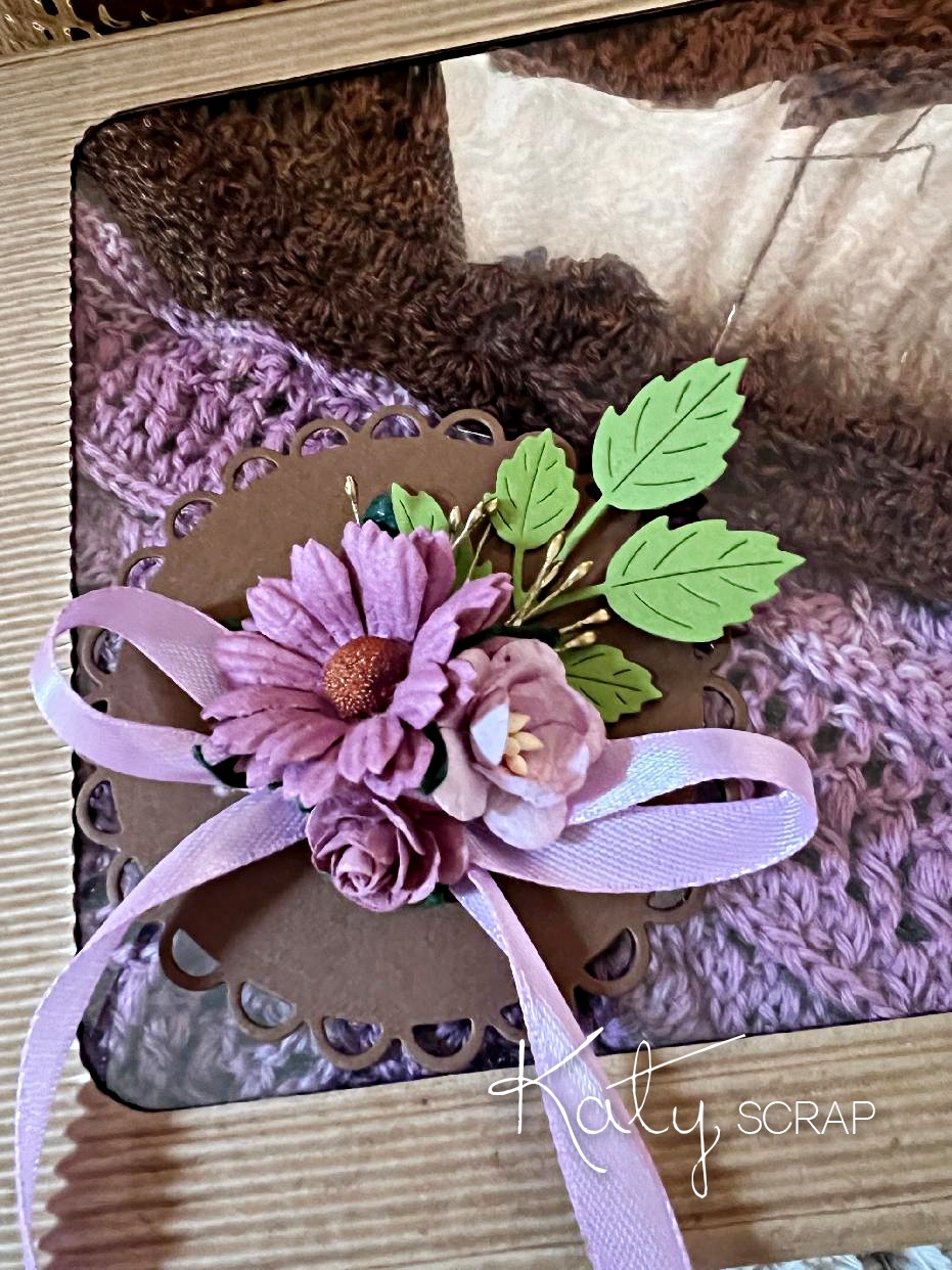 Ručně háčkovaný šátek " Levandulový bonbón v čokoládě"