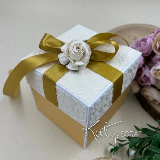 Dárková KRABIČKA na peníze ke svatbě flock/zlatá