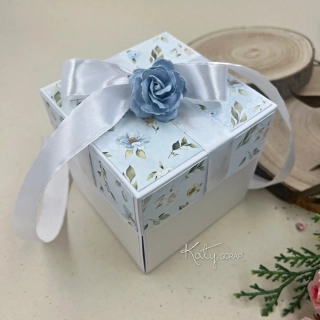 Dárková KRABIČKA na peníze ke svatbě něžné květy /bílá stuha