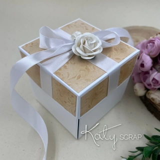 Dárková KRABIČKA na peníze ke svatbě mocha mousse s bílou