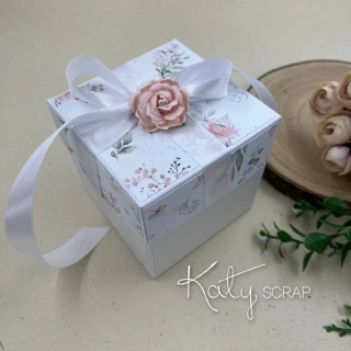 Dárková KRABIČKA na peníze ke svatbě květinová /bílá