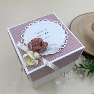 Dárková KRABIČKA na peníze ke svatbě starorůžová